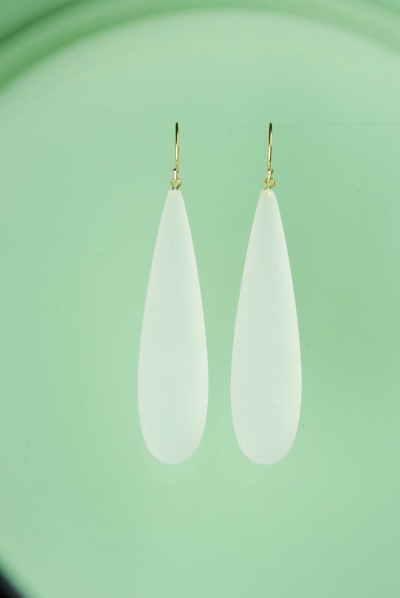 Vintage Frosted Tear Drop Earring - image 1