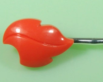 Vintage Coral Lucite Hairpin