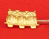 Brass Owls Hairpin