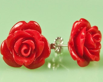 Vintage  Rose Button Post Earrings