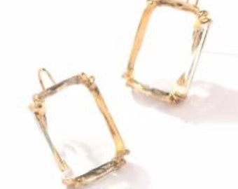 Crystal Diamond Transparent Gold and Resin Earrings Hanging Geometric Square Acrylic Drop Dangle