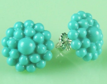 Vintage Turquoise Dotted  Post Earrings