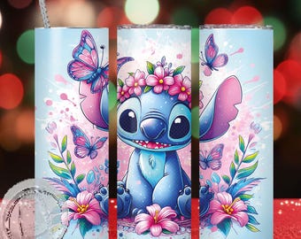 Personalized Stitch Stainless Steel Tumbler, 20oz Stitch Design Insulated Water Bottle