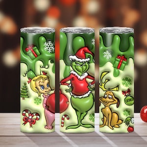 Grinch Tumbler, Grinch Drink Bottle, 20oz Reusable Tumbler Gift, Christmas Gift, Merry Christmas, Gift Box,XMAS Tree, Santa Claus, Fan Gift