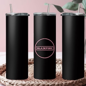 KPOP Fan Tumbler, Personalized Fan Made Gift, Black and Pink Tumbler, Black Pink Wrap Reusable Cup, 20 oz Tumbler, Water Bottle, School Gift
