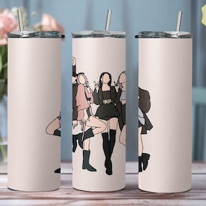 Personalized Fan Girl Gift, 20 oz Tumbler for KPOP Lovers, Black and Pink Singers, Water Bottle for Students, Reusable Cup for KPOP Fans