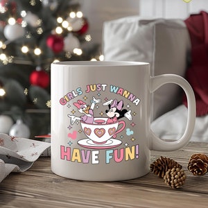 Girls Just Wanna Have Fun, Minnie Mouse and Daisy Duck Mug, Disney Party Favor image 3