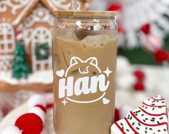 Personalized Stray Kids Iced Coffee Cup, SKZOO Members Gift, Chan Hyunjin Han Glass Can