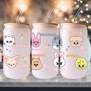 SKZOO Glass Can, Stray Kids Iced Coffee Cup, Kpop Fan Gift, SKZ Cartoon ...