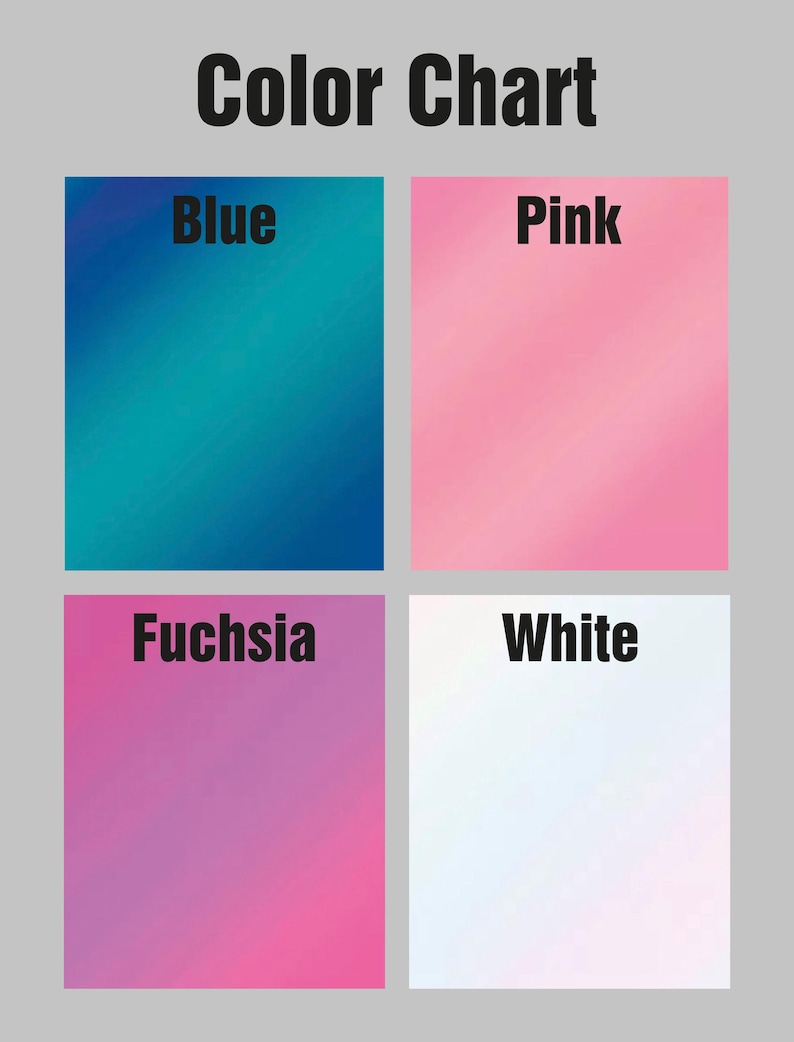 May include: Color chart with four squares showing different colors: blue, pink, fuchsia, and white.