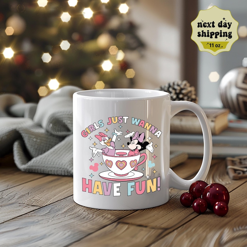 Girls Just Wanna Have Fun, Minnie Mouse and Daisy Duck Mug, Disney Party Favor image 7