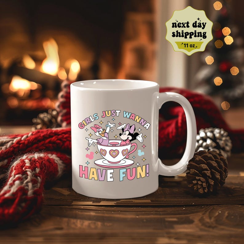Girls Just Wanna Have Fun, Minnie Mouse and Daisy Duck Mug, Disney Party Favor image 9