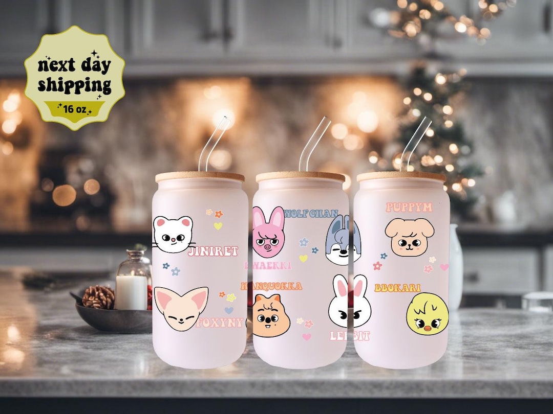 SKZ Lovers, SKZOO Fan Gift Glass Can, Custom Iced Coffee Holder With ...