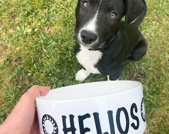 Gamelle en céramique blanche personnalisée pour chien et chat, deux tailles disponibles