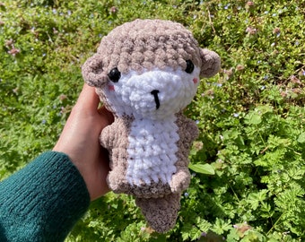 Crochet peluche loutre handmade, cadeau pour enfant et bébé