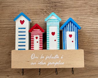 10cm "Ocean" Wall Keyring with Cabins and Cloud