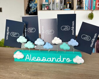 "Dreamer" wooden stick, customizable with name and photo clouds - 20 cm