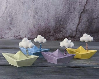 Decorative origami "Orietta" boat with cloud and customizable text