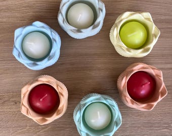 Decorative "Lotus" candle holder / tealight holder for interiors, customizable color