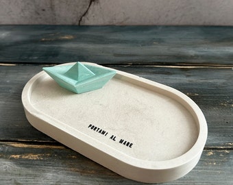 Vassoio svuotatasche "Portami al mare" con barchetta - Medio (18cm)
