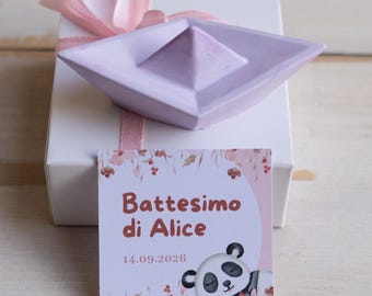 "Orietta" origami boat-shaped favor, customizable color and text