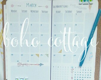 Boho WIDE/CAHIER Size-COMPLETE set Planner Insert Printable*midori, mtn, fauxdori, calendar, booklet, traveler's notebook, journal*