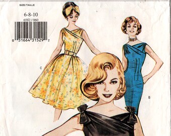 2000 Uncut MISSES DRESS & BELT Pattern Butterick #6582 Size 6-8-10 Retro '60 Semi-fitted Mid-Calf Sexy Vintage Sewing 1960's Fashion