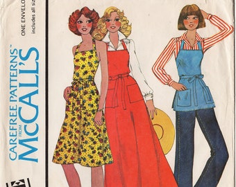 1975 McCall's BUTCHER APRON Sample Pattern ONE Size Petite Small Medium Large (6-20) Vintage Sewing Kitchen Accessory Back-wrap