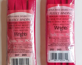 NIB *2* Packages Wrights FLEECE BINDING Red PC41 Extra-Wide Double Fold 3 yards each #207065 1/2" Wide 100% Polyester Sealed