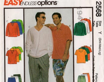 2000 Uncut Men's TOP PANTS SHORTS Pattern McCall's #2568 Size Small/Medium/Large Pull-on Easy Spring/Summer Casual