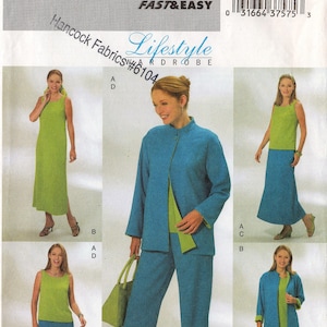 Uncut Misses Butterick #4080 Reversible JACKET Top DRESS Skirt PANTS Wardrobe Pattern Size 14-16-18 Bust 36&quot;-40&quot; Very Easy 2003 Sewing