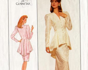 1988 Uncut Misses' TWO-PIECE DRESS Pattern Simplicity #8947 Size 6 Bust 30.5 Jessica McClintock Formal/Wedding Look Gunne Sax Vintage Sewing