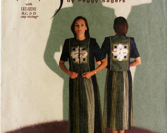 Uncut MISSES' QUILTED TOP Pattern Silhouettes #750 Size 4-18/14W-28W Peggy Sagers Long/Short Sleeves Log Cabin Design Vintage Sewing