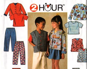 1996 Uncut Child's JACKET Vest TOP Skirt PANTS Unisex Pattern Simplicity #7229 Size 2-3-4 Boys/Girls Summer/Fall Vintage 2-Hour Sewing