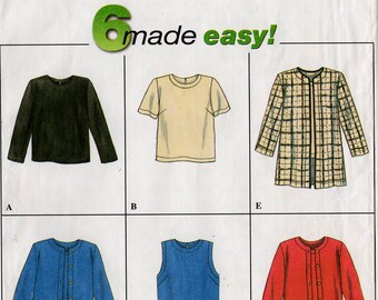 1996 Uncut MISSES TOPS & JACKET Pattern Simplicity #7381 Size 18-20-22 (Bust 40" - 44) 6 Easy Looks Summer/Fall Ladies' Vintage Sewing
