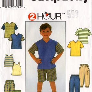 1997 Uncut Boy's PANTS SHORTS TOPS Pattern Simplicity #7990 Size 5-6-7-8 Easy 2 Hour Spring/Summer Casual Wardrobe Vintage Sewing