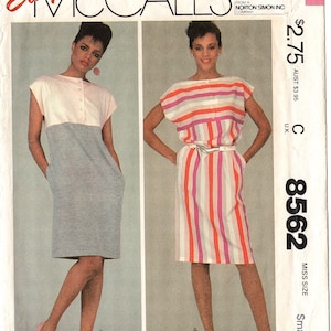 Uncut Misses' DRESS PATTERN McCall's #8562 Size Small (10-12) Bust 32.5-34 Easy Vintage Sewing 1983 Slim Pullover