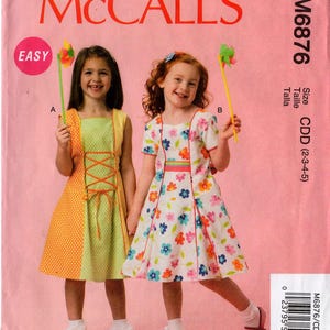 2014 Uncut GIRLS' DRESSES & PETTICOAT McCall's 6876 Size 2-3-4-5 Princess Seams Party/Easter/Spring/Summer Easy Sewing