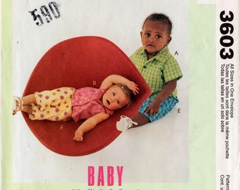 2002 Uncut Infants' SHIRTS TOPS Pull-on PANTS Pattern McCall's #3603 Size Small/Med/Large/Extra-L Baby Summer Wear Boys/Girls
