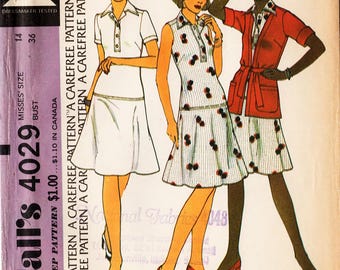 1974 Uncut MISSES' DRESS & JACKET Pattern McCall's #4029 Size 14 Bust 36" Long Waisted Woven/Knits Ladies' Vintage Sewing