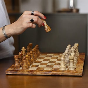 Classic Marble Chess Board | Premium Chess Set with checkers | Modern Chess Board | Collectible Vintage Chess Set | Unique Handmade Set