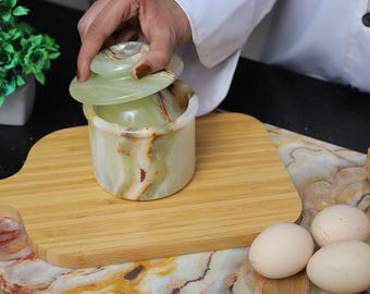 Personalized Marble Butter Keeper with Lid: French Stoneware Crock