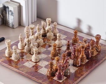 Marmor Schachspiel | Handgemachtes Schach Brettspiel | | Elegantes Wohnkultur Geschenk
