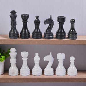 Marble Chess Figures | Marble Chess Pieces Set | Marble Chess Set | Elegant Chess Board Set | Luxury Birthday Gift