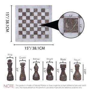 Juego de ajedrez de mármol / Tablero de ajedrez de lujo hecho a mano / Piezas de piedra únicas 15" Chess Set