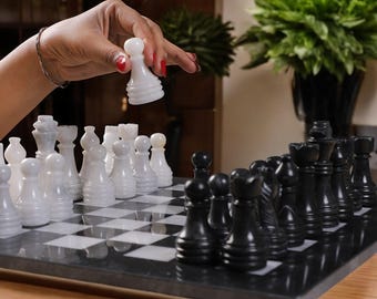 Handmade Chess Set | Marble Chess Board & Pieces | Housewarming Gift