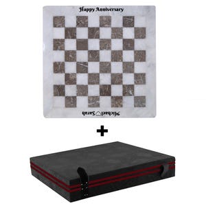 Juego de ajedrez de mármol / Tablero de ajedrez de lujo hecho a mano / Piezas de piedra únicas 12"ChessEngrave+Gbox
