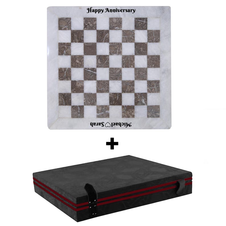 Juego de ajedrez de mármol / Tablero de ajedrez de lujo hecho a mano / Piezas de piedra únicas 12"ChessEngrave+Gbox
