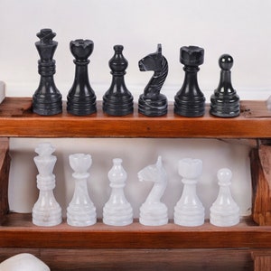 Luxury Chess Pieces Set | Handmade Marble Chess Board Game | White and Black Figures
