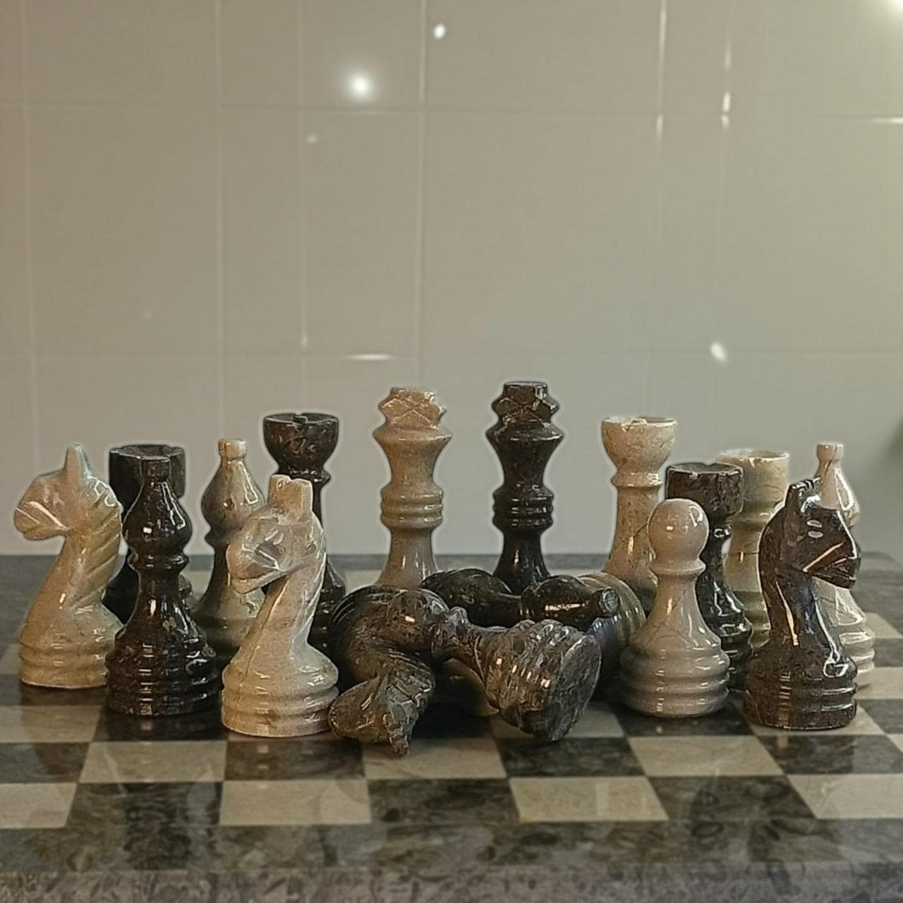 Marble Chess Pieces | Handmade Stone Chess Figure | Housewarming